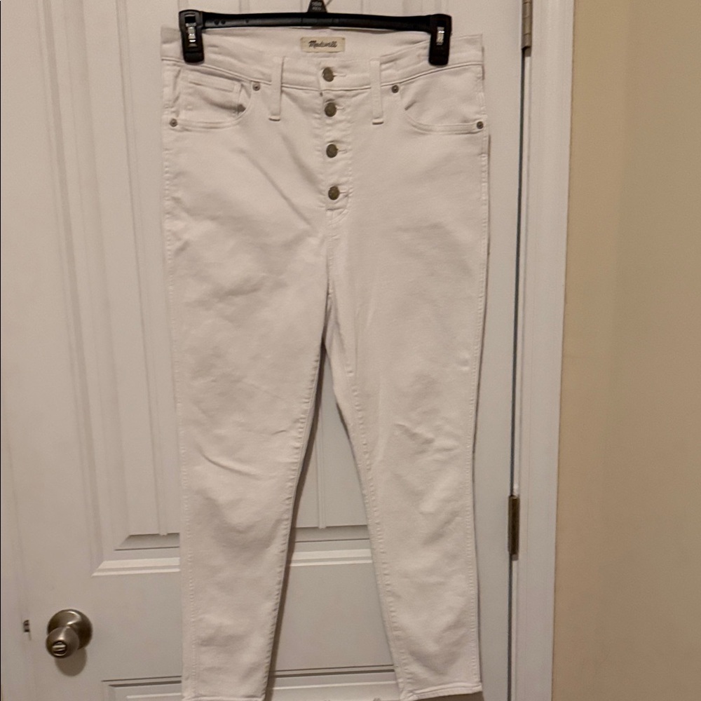 Madewell Women's 10”‎ High Rise Button Fly skinny White Jeans